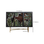 Vitrine en bois gris avec portes vitrées et pieds dorés