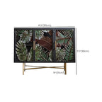 Vitrine en bois gris avec portes vitrées et pieds dorés