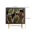 Vitrine en bois gris avec portes vitrées et pieds dorés