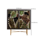 Vitrine en bois gris avec portes vitrées et pieds dorés