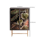 Vitrine en bois gris avec portes vitrées et pieds dorés