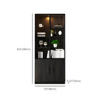 Grande vitrine en bois avec portes en verre noir et tiroirs
