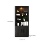 Grande vitrine en bois avec portes en verre noir et tiroirs