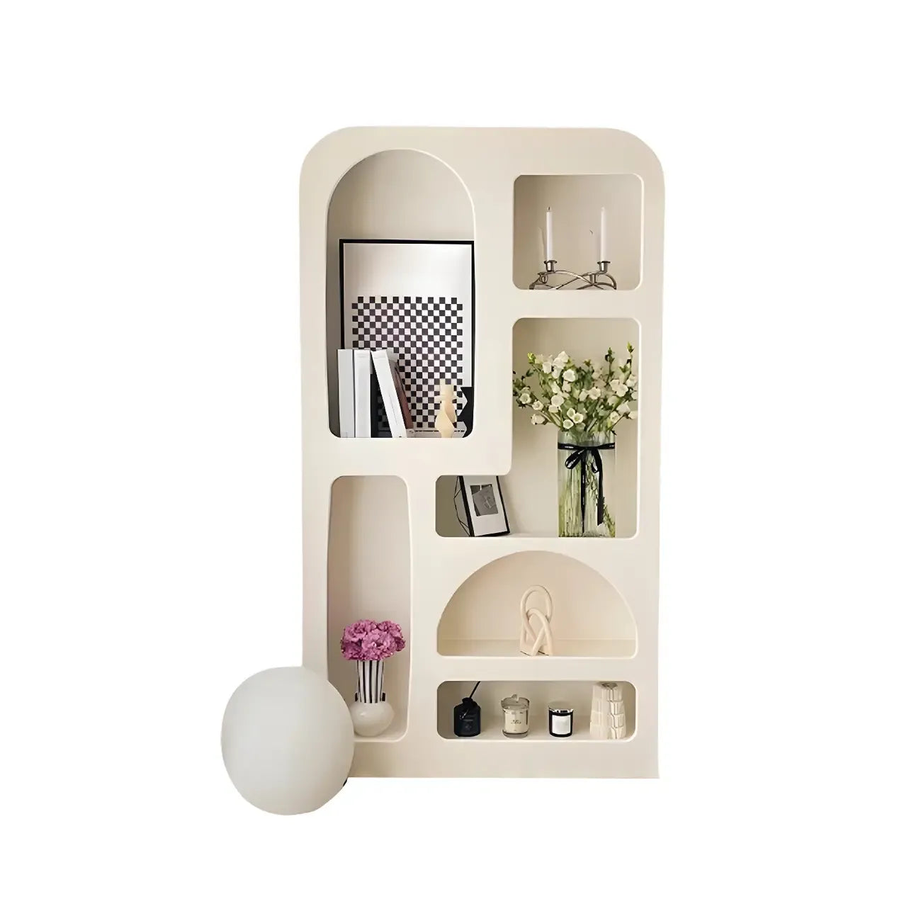 Vitrine de rangement ouverte contemporaine en bois blanc