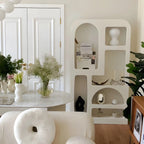 Vitrine de rangement ouverte contemporaine en bois blanc