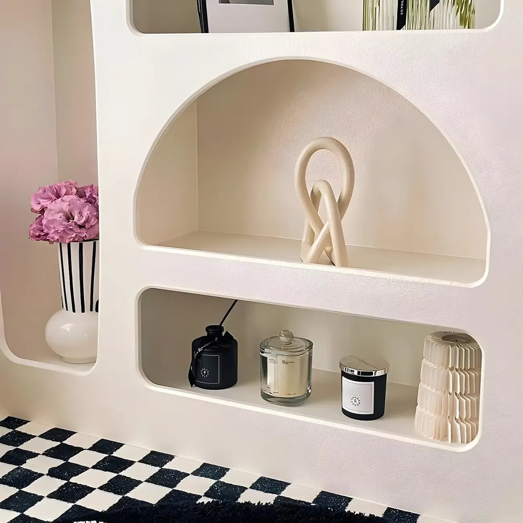 Vitrine de rangement ouverte contemporaine en bois blanc