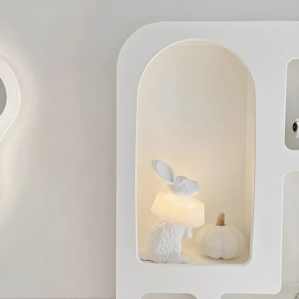 Vitrine de rangement ouverte contemporaine en bois blanc