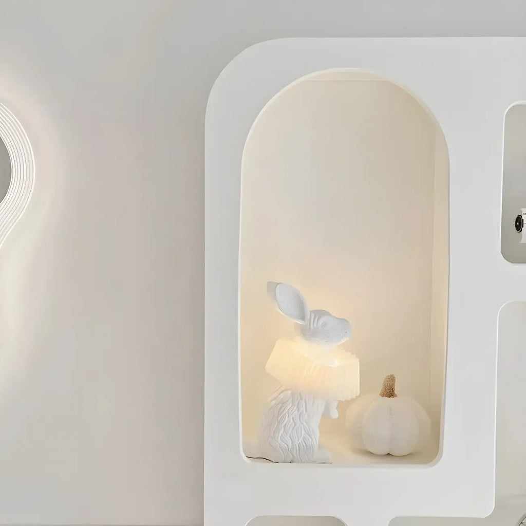 Vitrine de rangement ouverte contemporaine en bois blanc