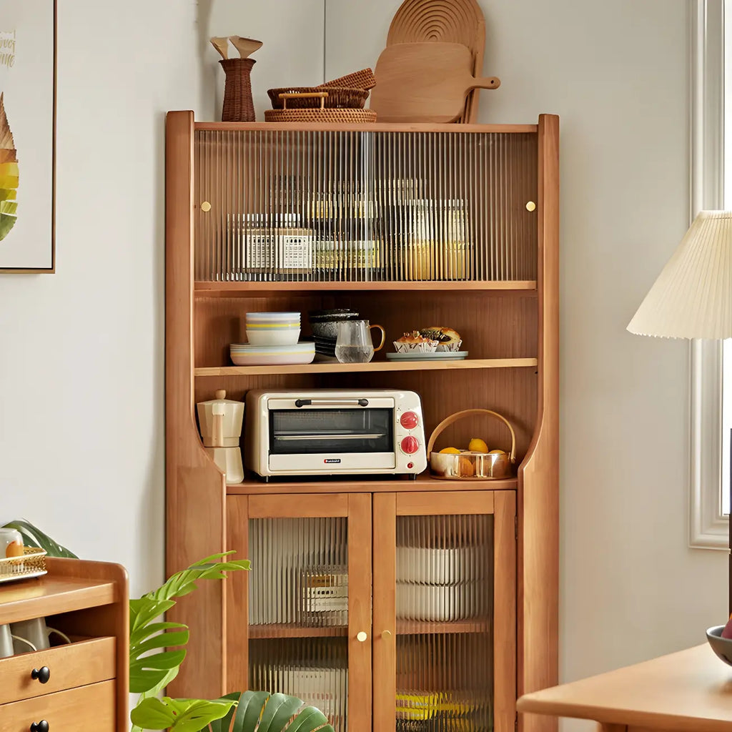 Credenza angolare in ciliegio con ripiani regolabili