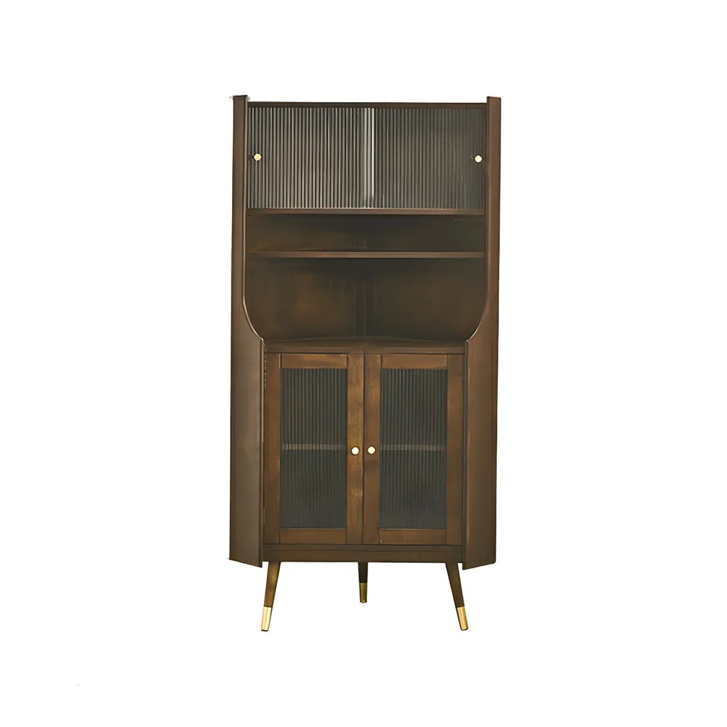 Credenza angolare in ciliegio con ripiani regolabili