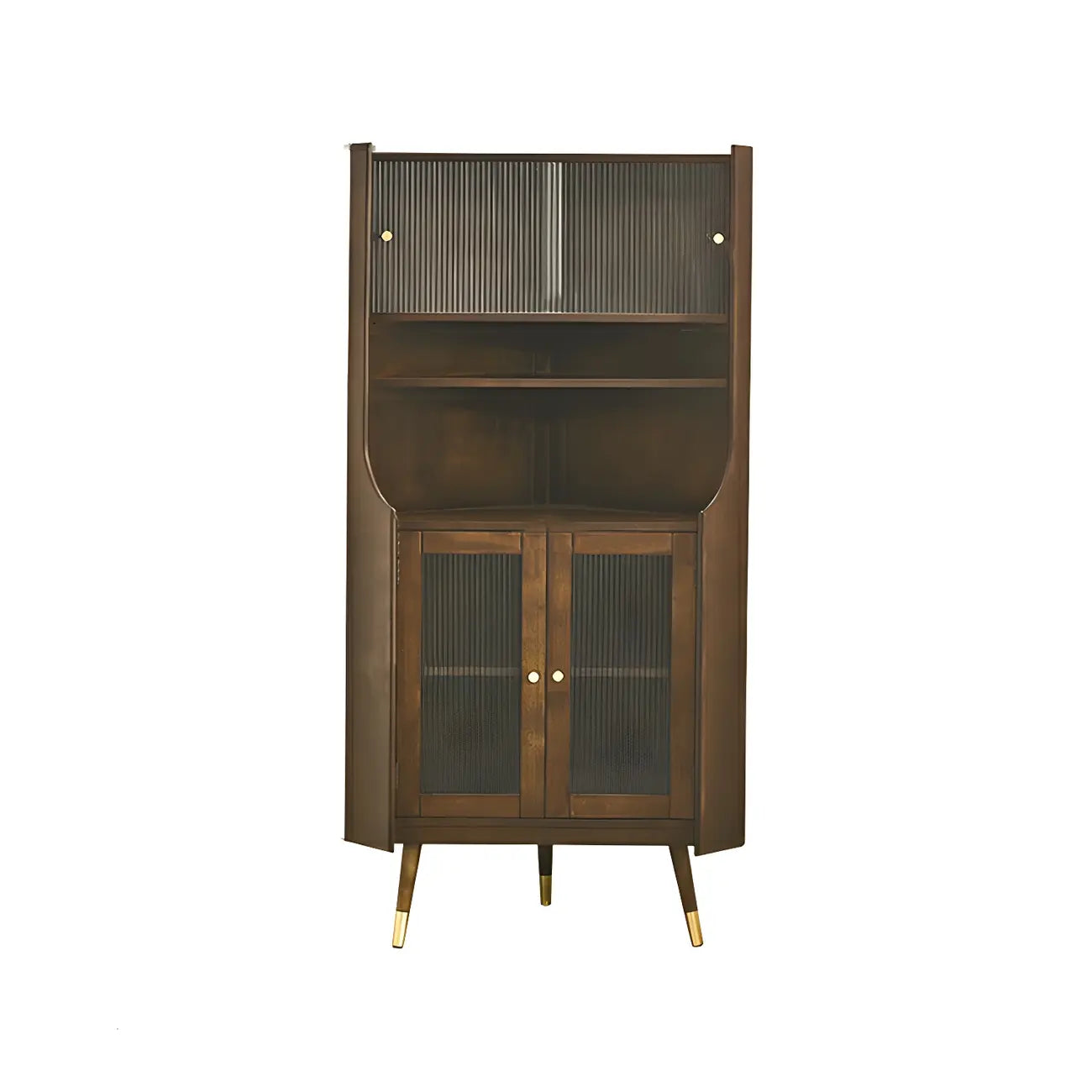 Credenza angolare in ciliegio con ripiani regolabili