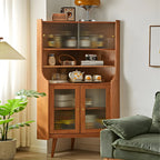 Credenza angolare in ciliegio con ripiani regolabili