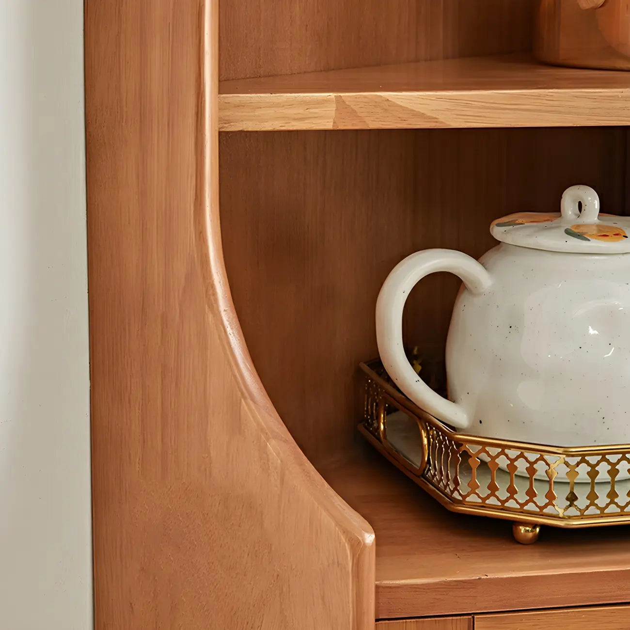 Credenza angolare in ciliegio con ripiani regolabili