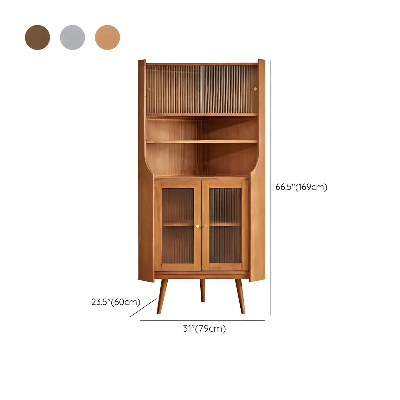 Credenza angolare in ciliegio con ripiani regolabili