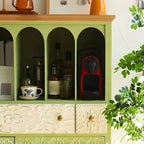 vaisselier en bois vert style campagne française avec rangement