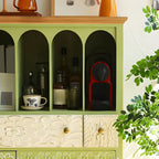 vaisselier en bois vert style campagne française avec rangement