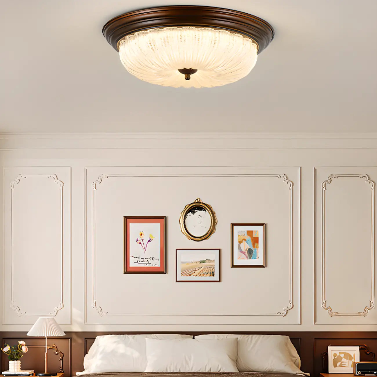Plafonnier LED encastré à intensité variable de style grange pour chambre à coucher