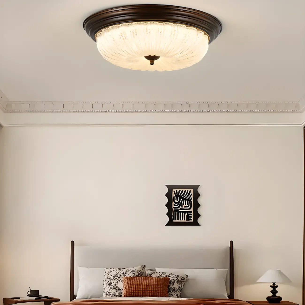 Plafonnier LED encastré à intensité variable de style grange pour chambre à coucher