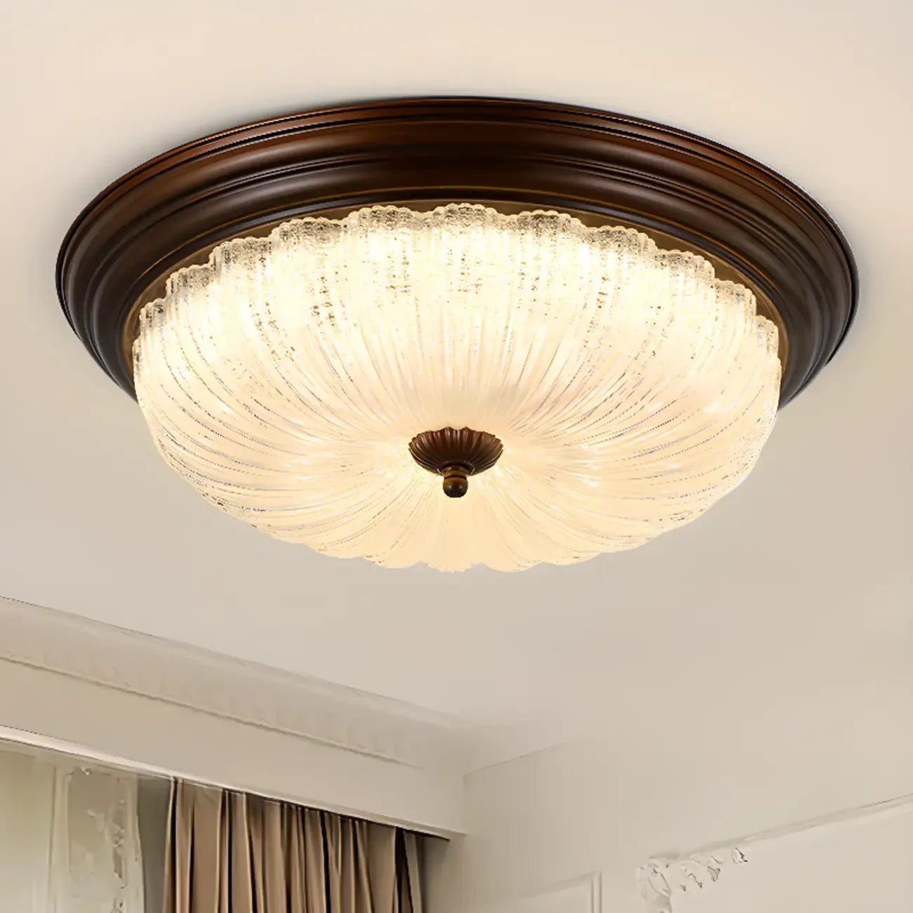 Plafonnier LED encastré à intensité variable de style grange pour chambre à coucher