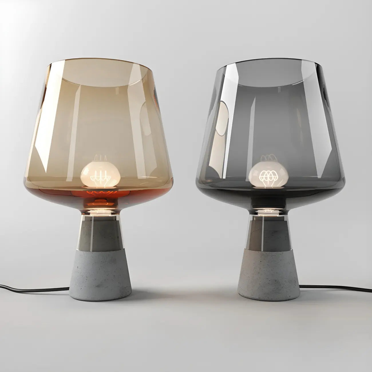 Lampe de table géométrique moderne en verre ambré pour chambre à coucher