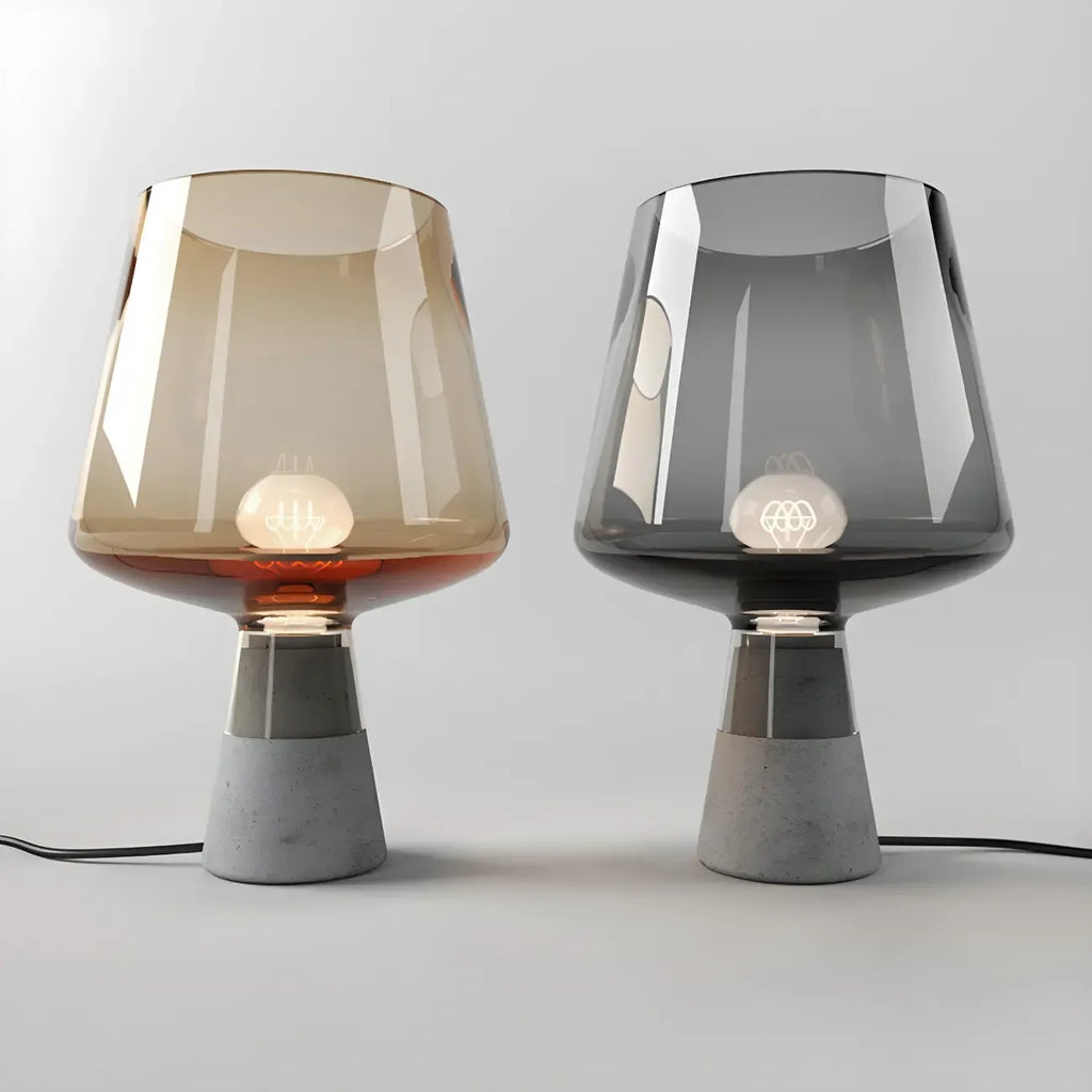 Lampe de table géométrique moderne en verre ambré pour chambre à coucher
