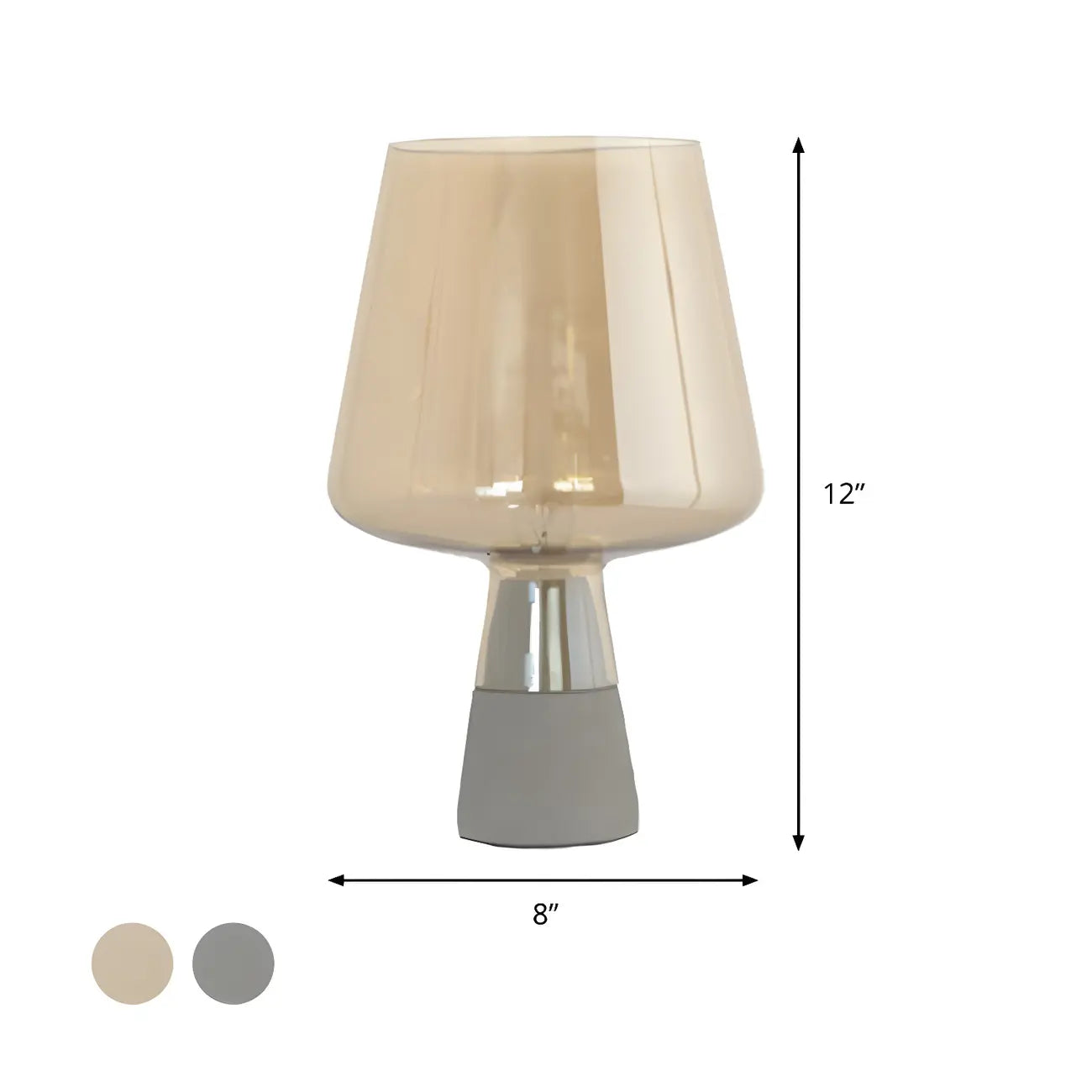 Lampe de table géométrique moderne en verre ambré pour chambre à coucher