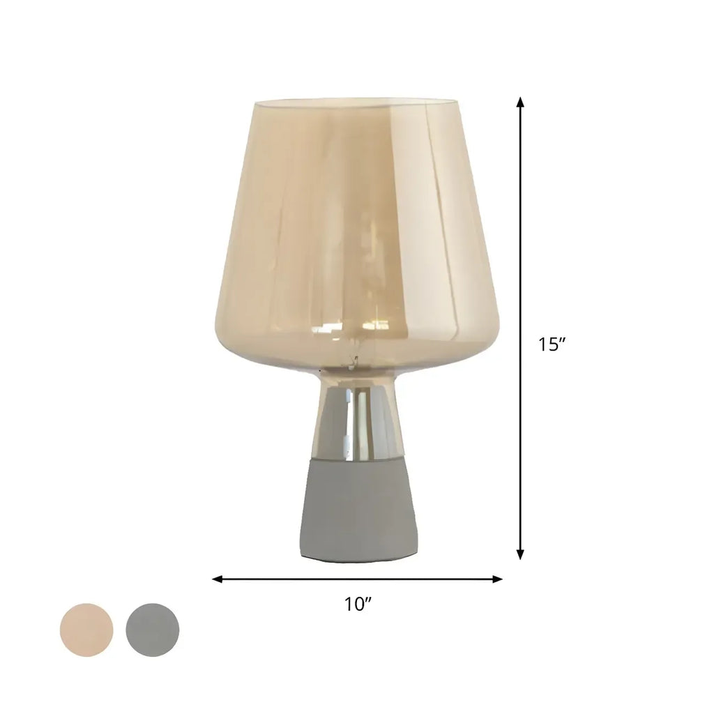 Lampe de table géométrique moderne en verre ambré pour chambre à coucher