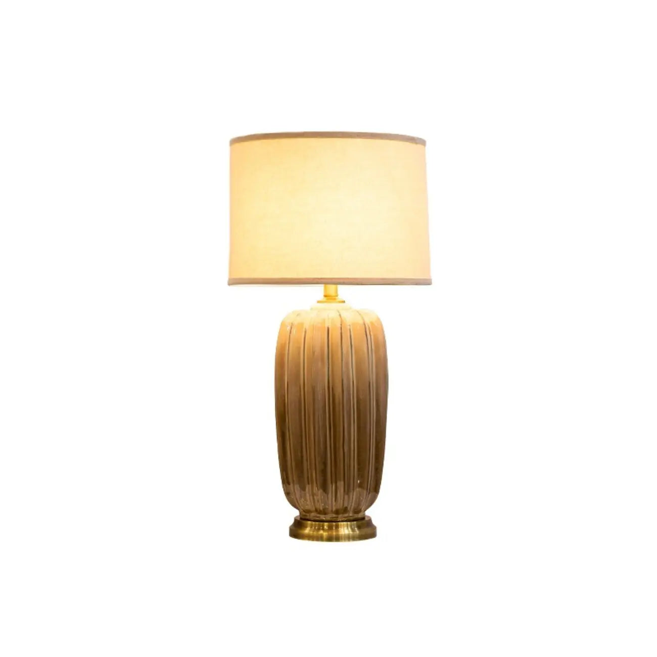 Lampe de table géométrique en céramique brune pour salon