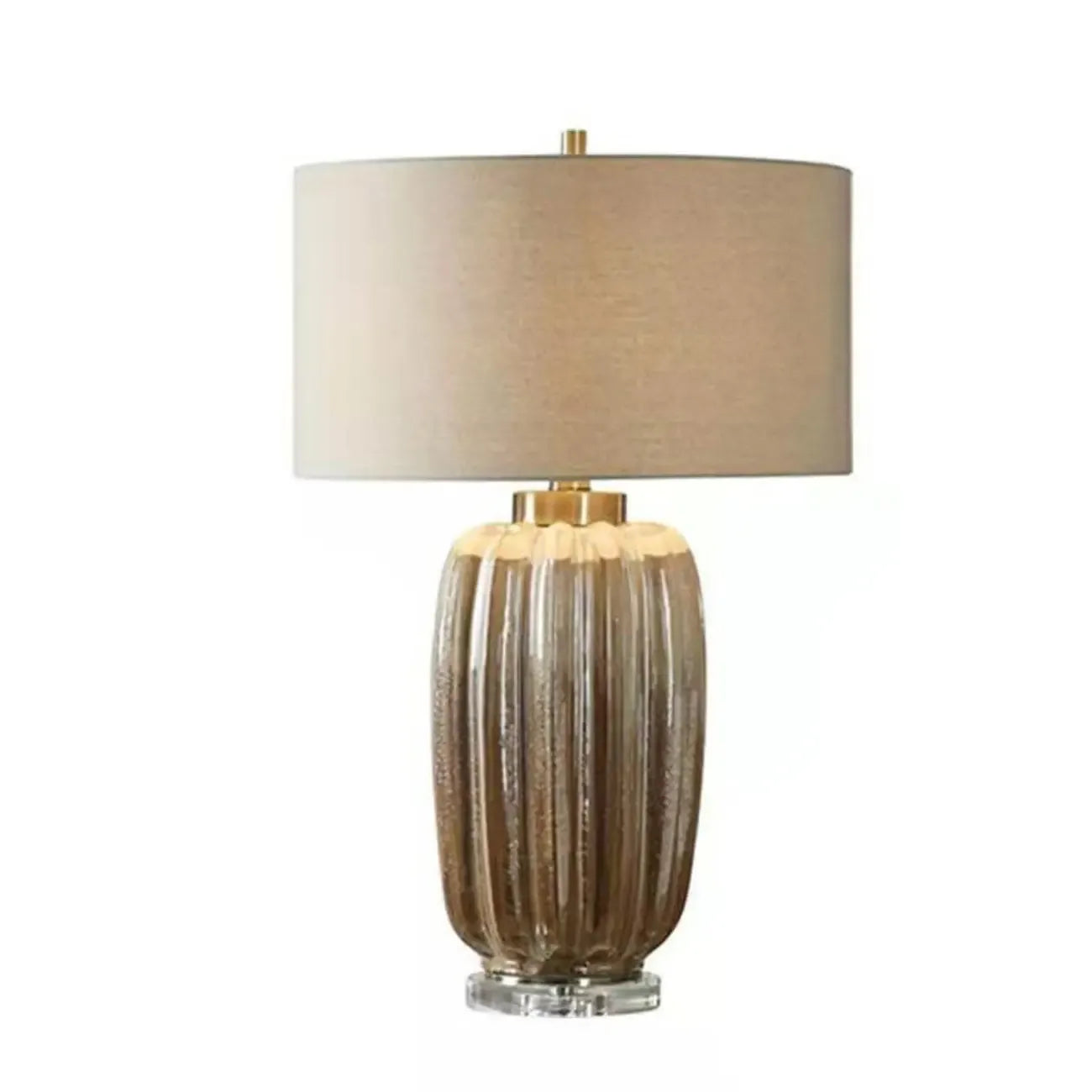 Lampe de table géométrique en céramique brune pour salon