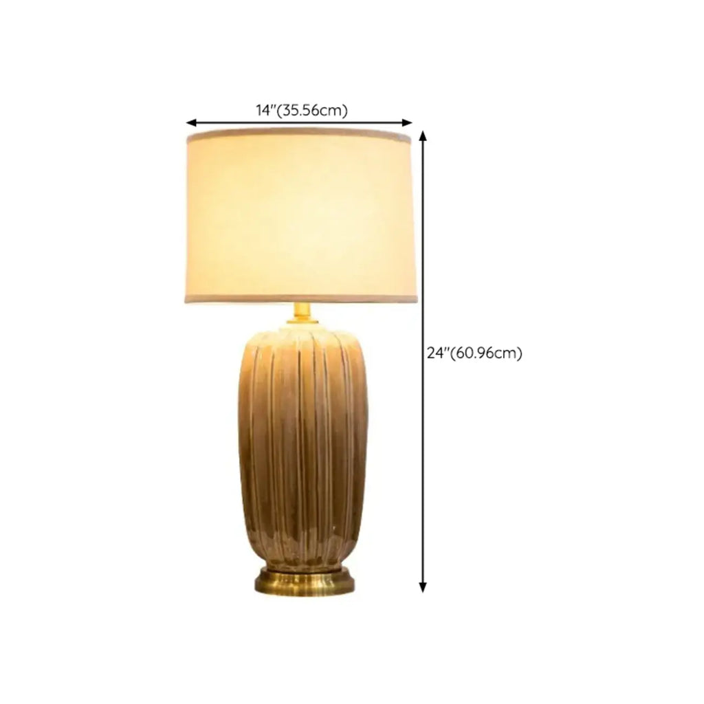 Lampe de table géométrique en céramique brune pour salon