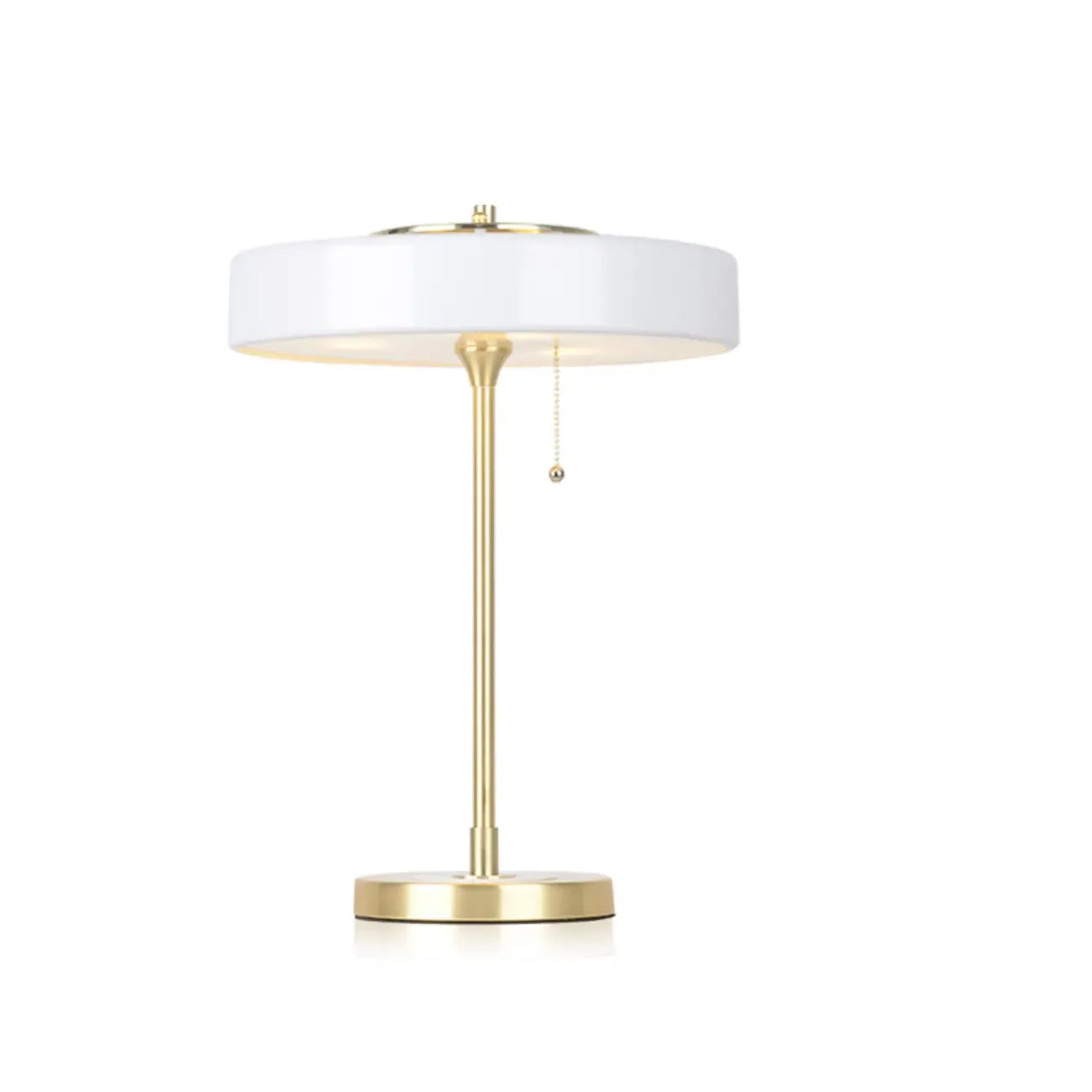 Lampe de chevet géométrique dorée avec interrupteur à tirette