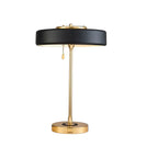 Lampe de chevet géométrique dorée avec interrupteur à tirette