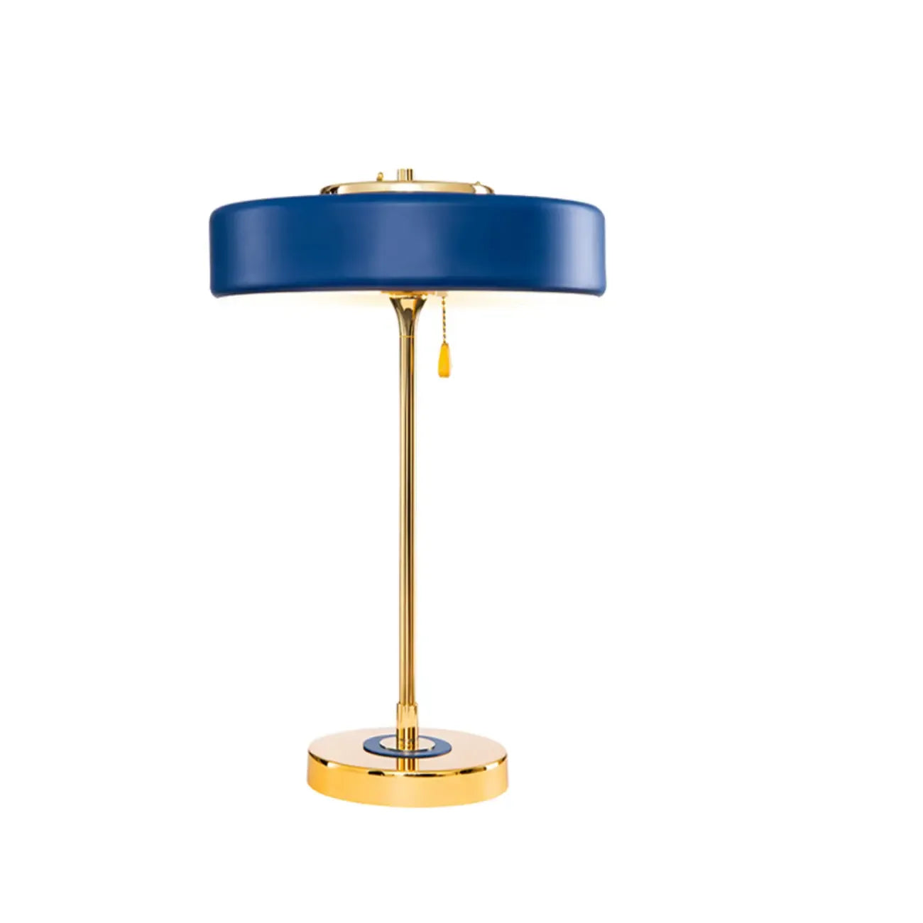 Lampe de chevet géométrique dorée avec interrupteur à tirette