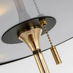 Lampe de chevet géométrique dorée avec interrupteur à tirette