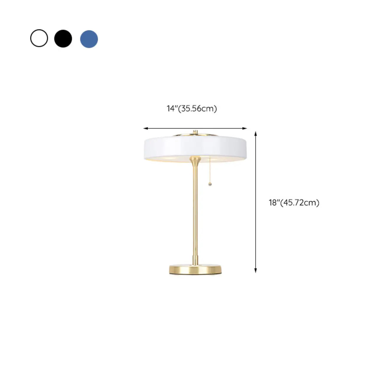 Lampe de chevet géométrique dorée avec interrupteur à tirette