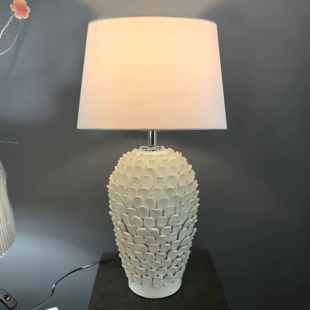 Lampe de table moderne en céramique verte à brancher pour salon