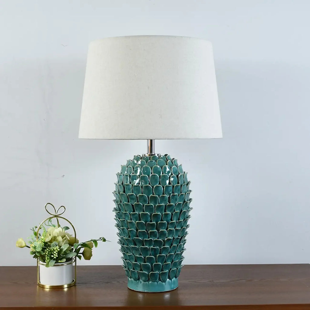 Lampe de table moderne en céramique verte à brancher pour salon
