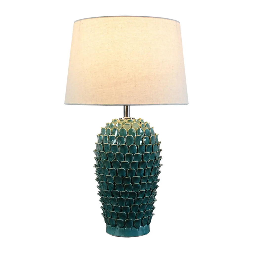 Lampe de table moderne en céramique verte à brancher pour salon