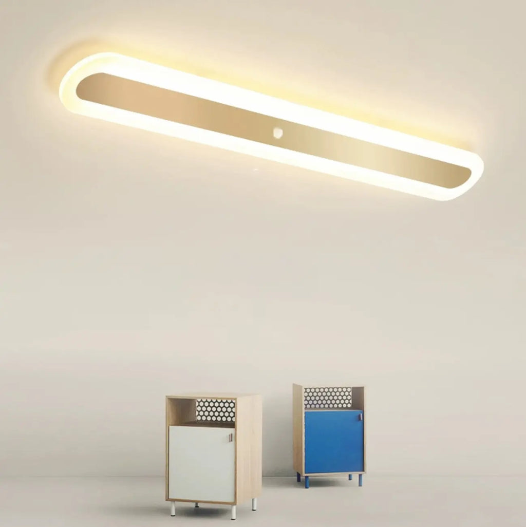 Plafonnier LED géométrique doré encastré pour salon