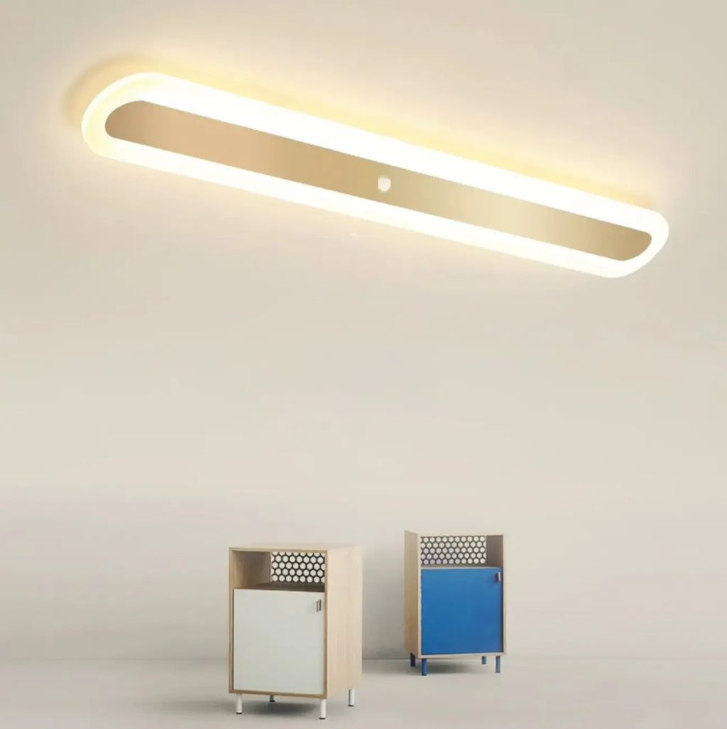 Plafonnier LED géométrique doré encastré pour salon