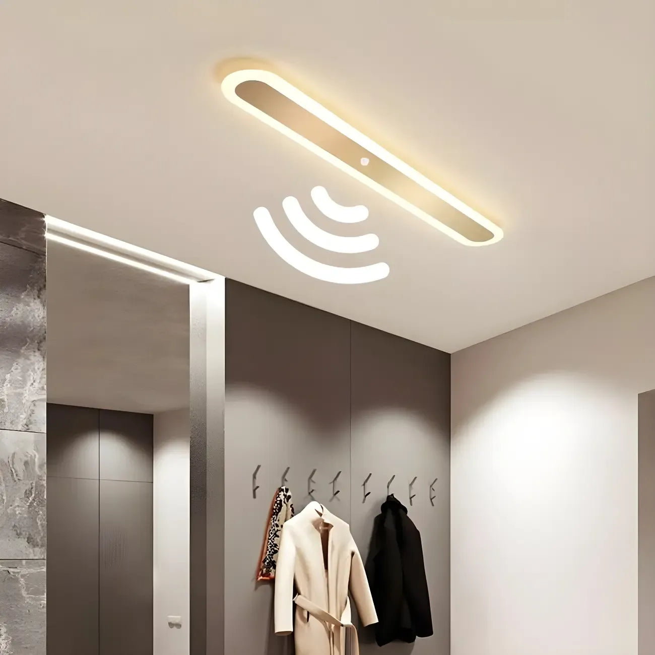 Plafonnier LED géométrique doré encastré pour salon
