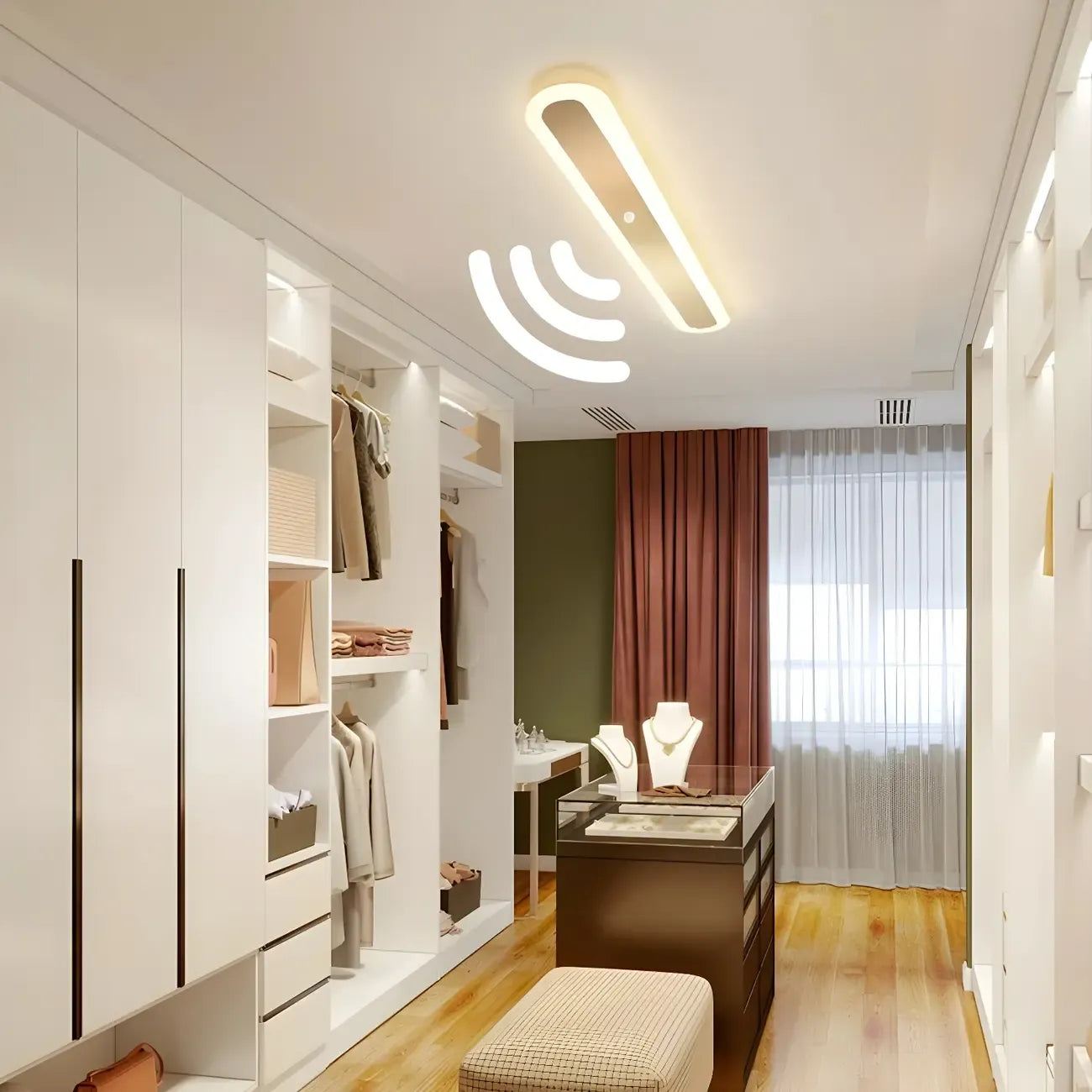 Plafonnier LED géométrique doré encastré pour salon