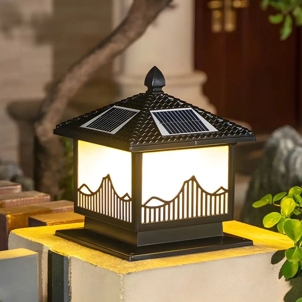 Lampes solaires d'extérieur élégantes en forme de maison, à LED, noires