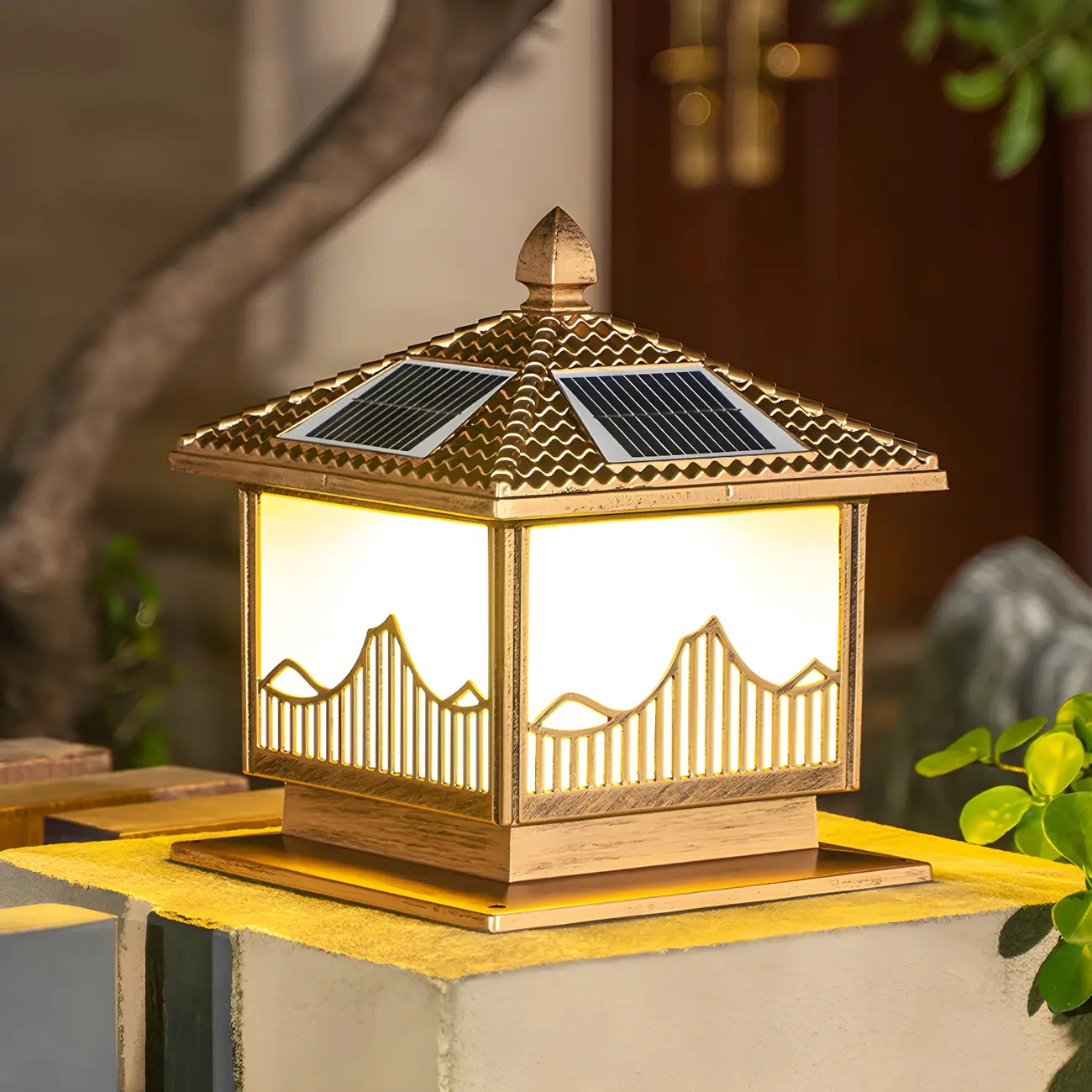 Lampes solaires d'extérieur élégantes en forme de maison, à LED, noires