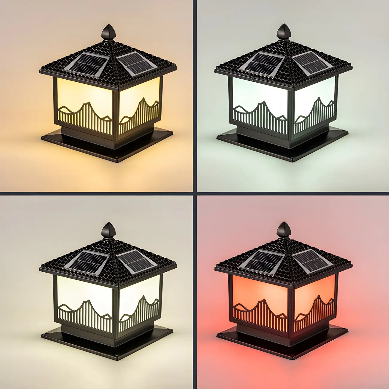 Lampes solaires d'extérieur élégantes en forme de maison, à LED, noires