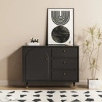 Commode élégante en bois noir avec tiroirs et armoire