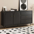 Commode élégante en bois noir avec tiroirs et armoire