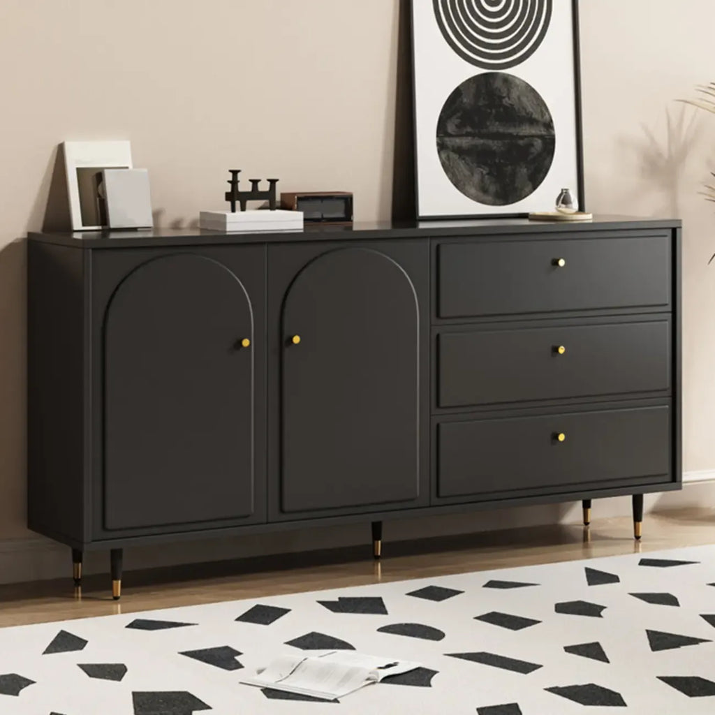 Commode élégante en bois noir avec tiroirs et armoire