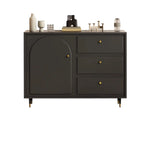 Commode élégante en bois noir avec tiroirs et armoire