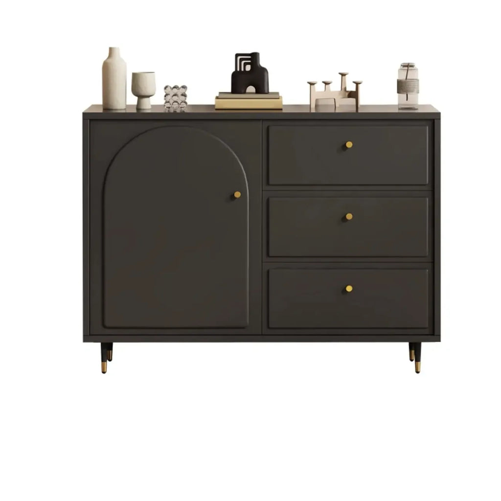 Commode élégante en bois noir avec tiroirs et armoire